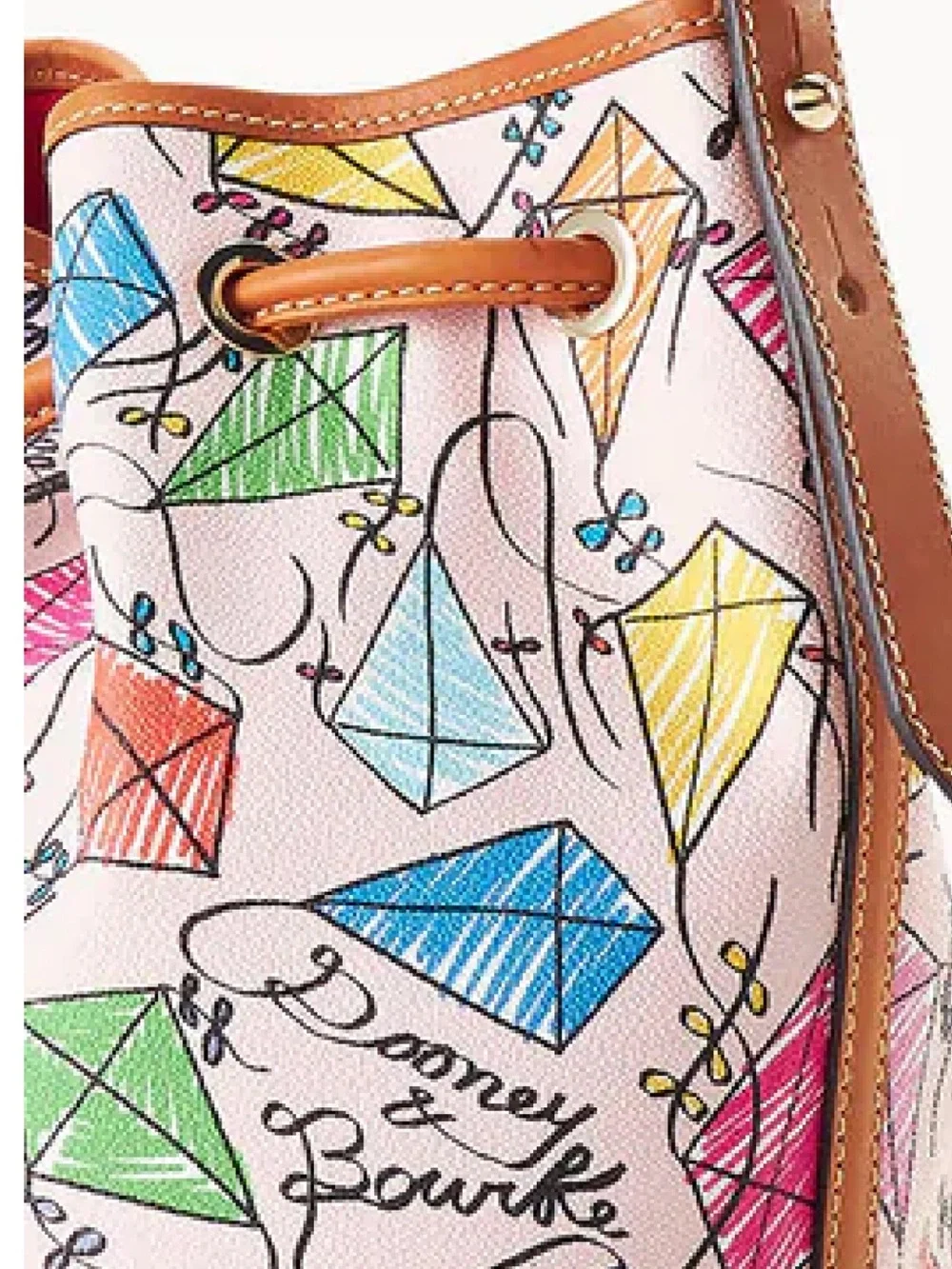 Dooney & Bourke Pink Multi Kite-Print Drawstring Bucket Bag NWT/PRICE FIRM